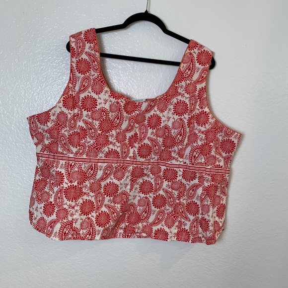 Avenue Tank Top 4X (30/32) Red Paisley Floral Coquette Feminine Preppy Cropped - Picture 9 of 11